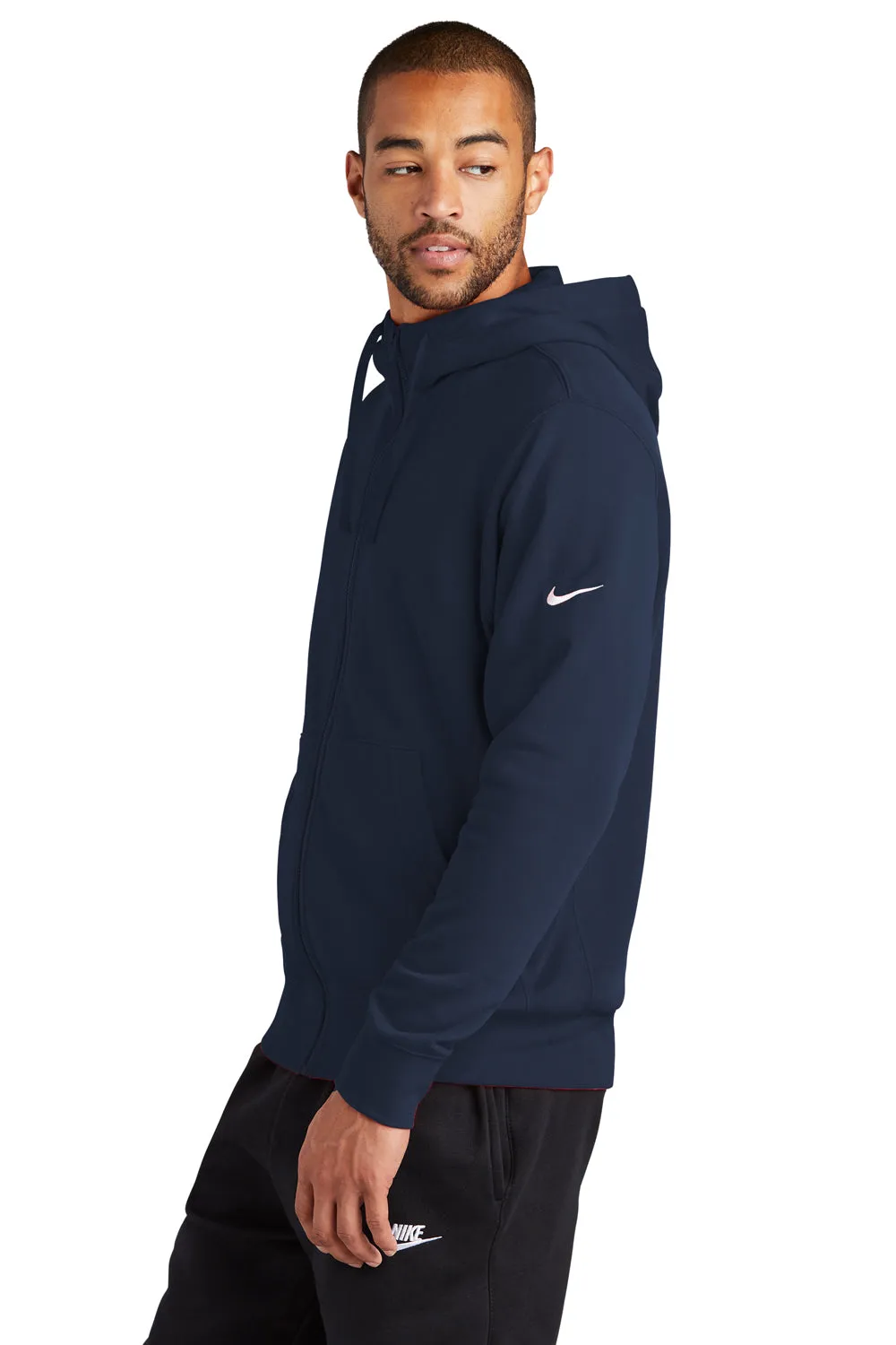 Nike Sweat à capuche zip complet pour homme avec poches - Bleu marine minuit