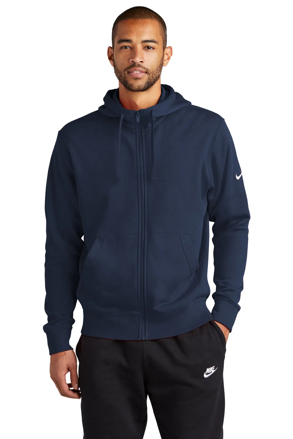 Nike Sweat à capuche zip complet pour homme avec poches - Bleu marine minuit