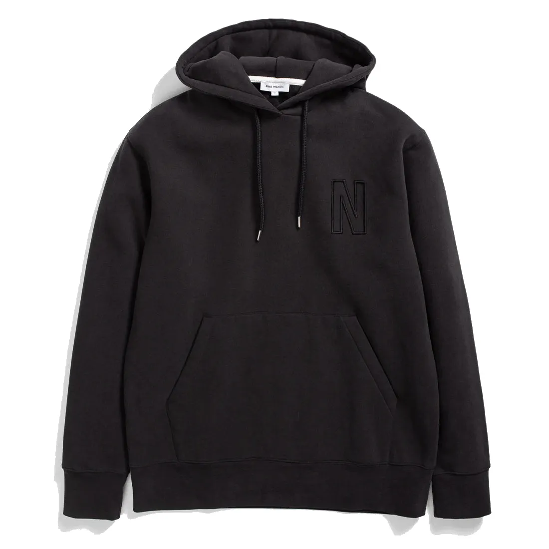 Norse Projects Arne Sweat à capuche décontracté en polaire bio brossé avec logo N Noir