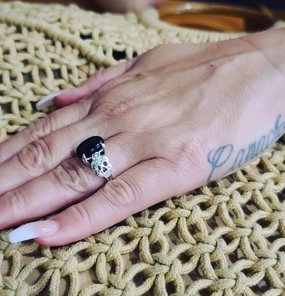 Onyx Sugar Skull Ring
