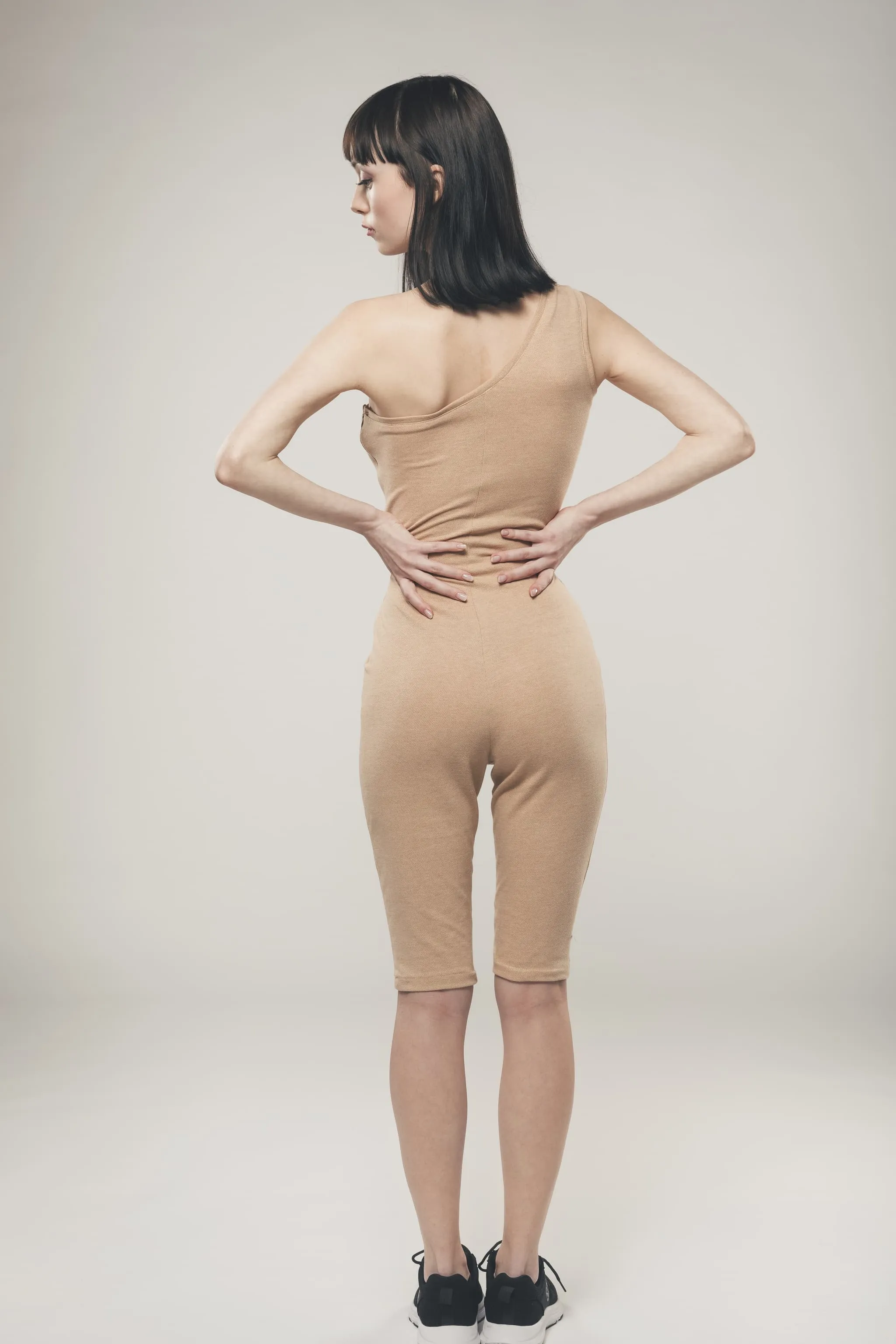 Combinaison de cyclisme asymétrique en coton bio | Marron clair