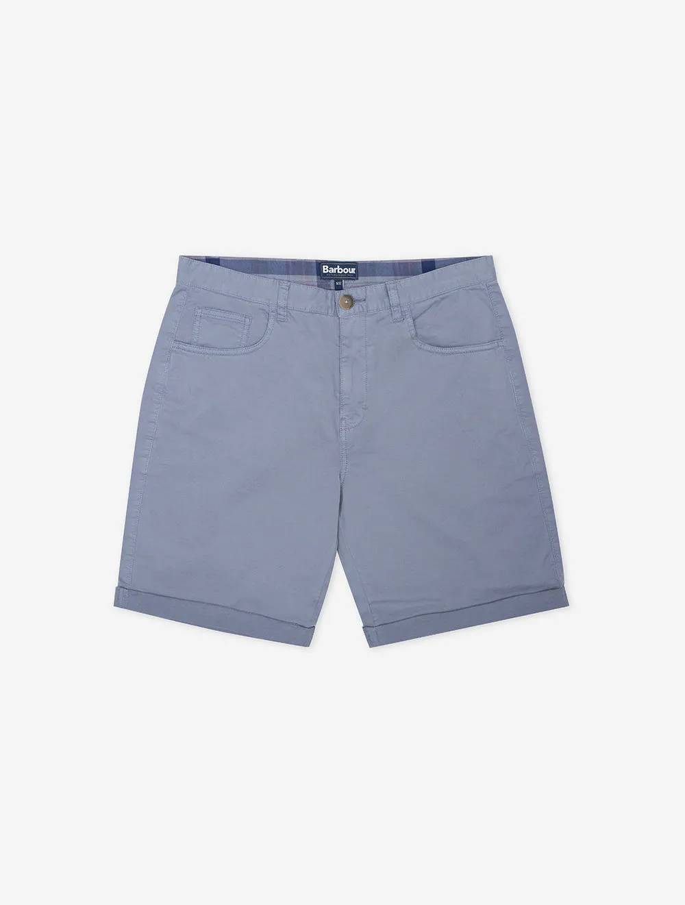 Short en Sergé Surteint Lavé Bleu