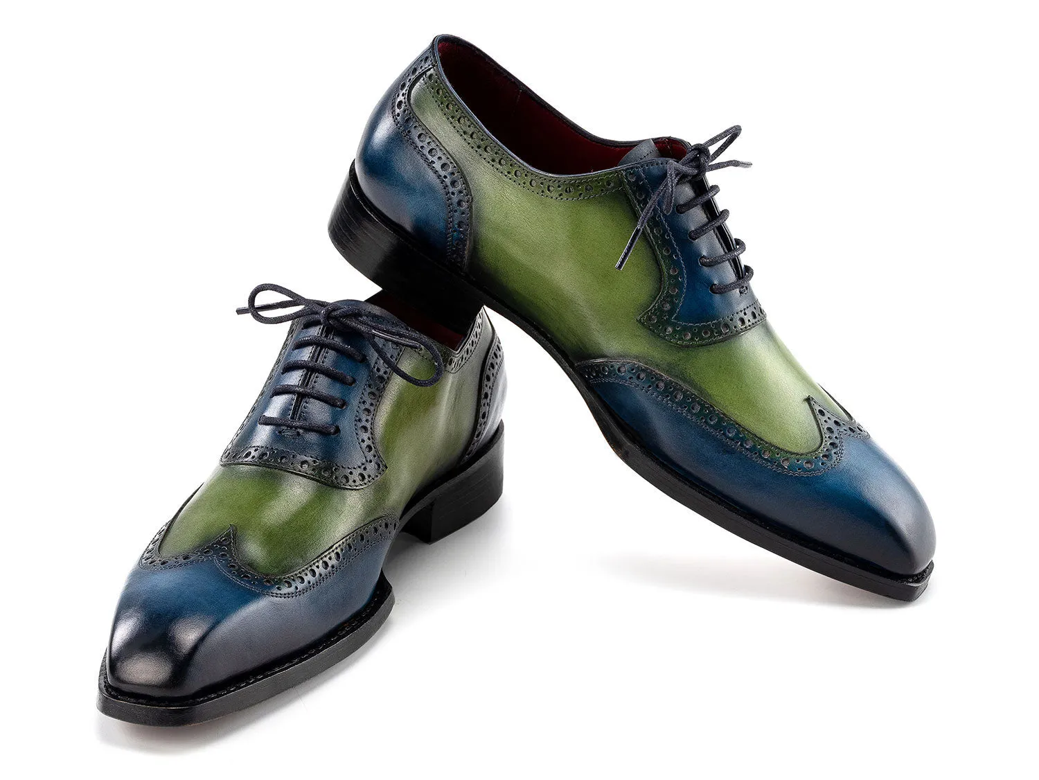 Paul Parkman Chaussures Paul Parkman Oxfords à bout effilé Goodyear Welted pour Homme en Bleu et Vert