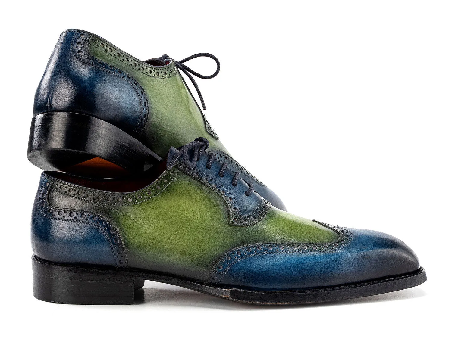 Paul Parkman Chaussures Paul Parkman Oxfords à bout effilé Goodyear Welted pour Homme en Bleu et Vert