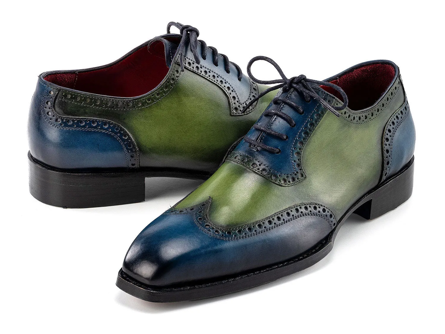 Paul Parkman Chaussures Paul Parkman Oxfords à bout effilé Goodyear Welted pour Homme en Bleu et Vert