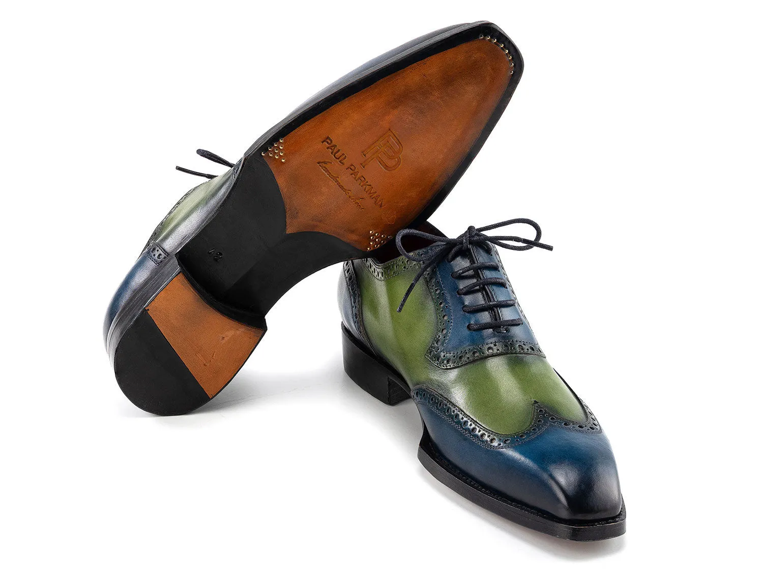 Paul Parkman Chaussures Paul Parkman Oxfords à bout effilé Goodyear Welted pour Homme en Bleu et Vert