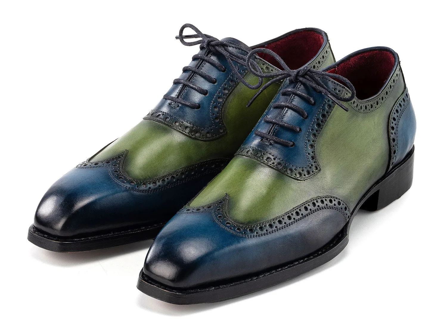Paul Parkman Chaussures Paul Parkman Oxfords à bout effilé Goodyear Welted pour Homme en Bleu et Vert