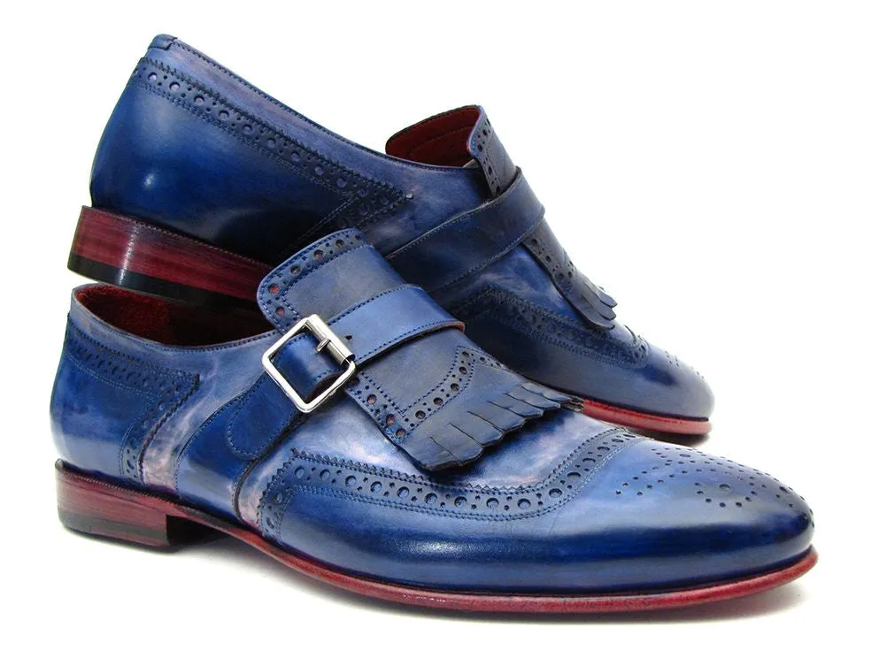 Paul Parkman Chaussures Paul Parkman Escarpins à bride monastique en cuir bicolore bleu pour hommes