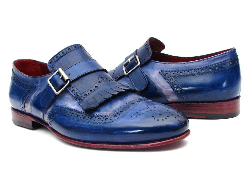 Paul Parkman Chaussures Paul Parkman Escarpins à bride monastique en cuir bicolore bleu pour hommes