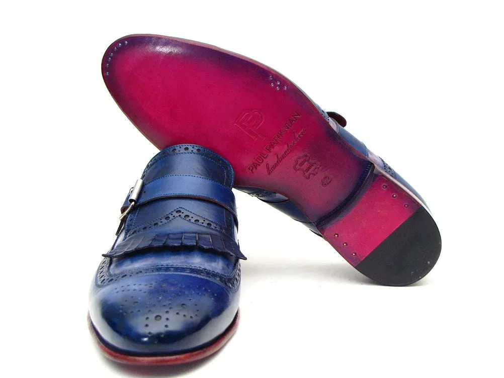 Paul Parkman Chaussures Paul Parkman Escarpins à bride monastique en cuir bicolore bleu pour hommes