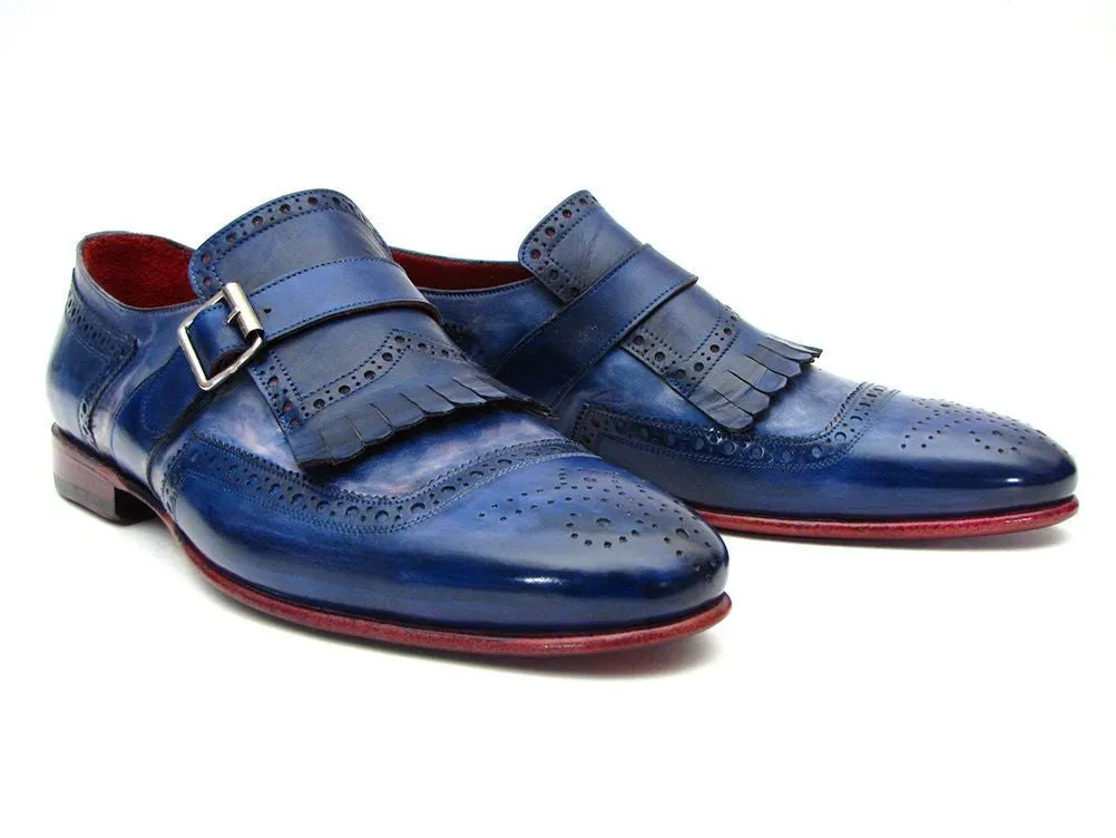 Paul Parkman Chaussures Paul Parkman Escarpins à bride monastique en cuir bicolore bleu pour hommes