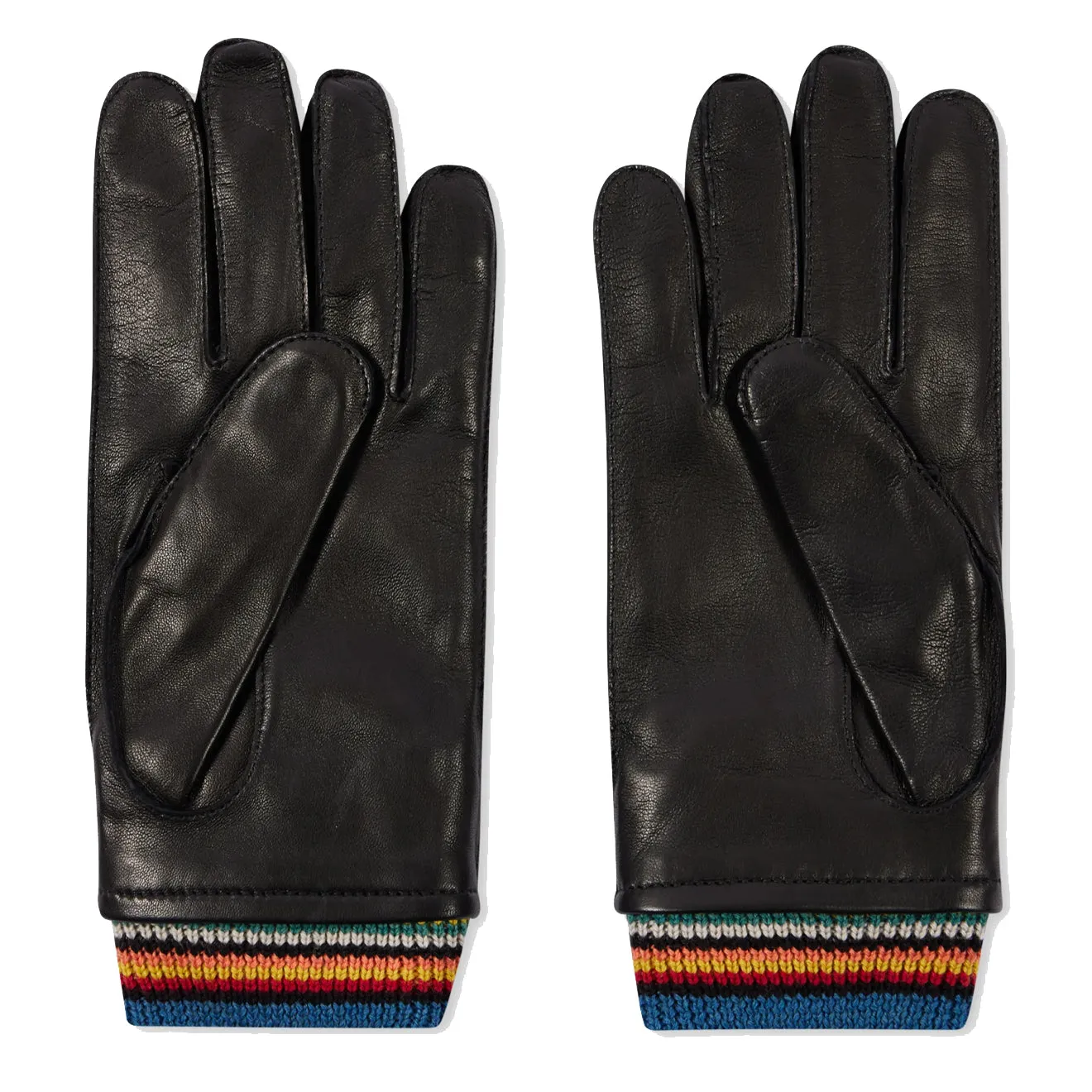 Gants Paul Smith à bande signature en cuir noir Vêtements Paul Smith