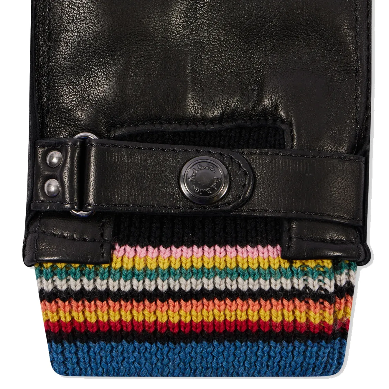 Gants Paul Smith à bande signature en cuir noir Vêtements Paul Smith