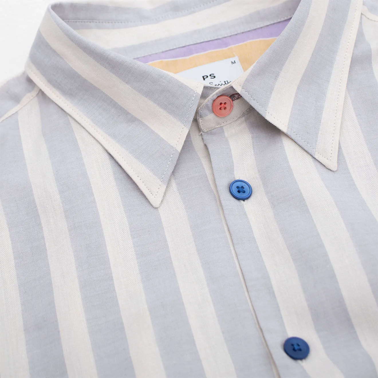 Paul Smith Chemise Manches Longues Regular Fit Rayures Bleu Clair et Blanc