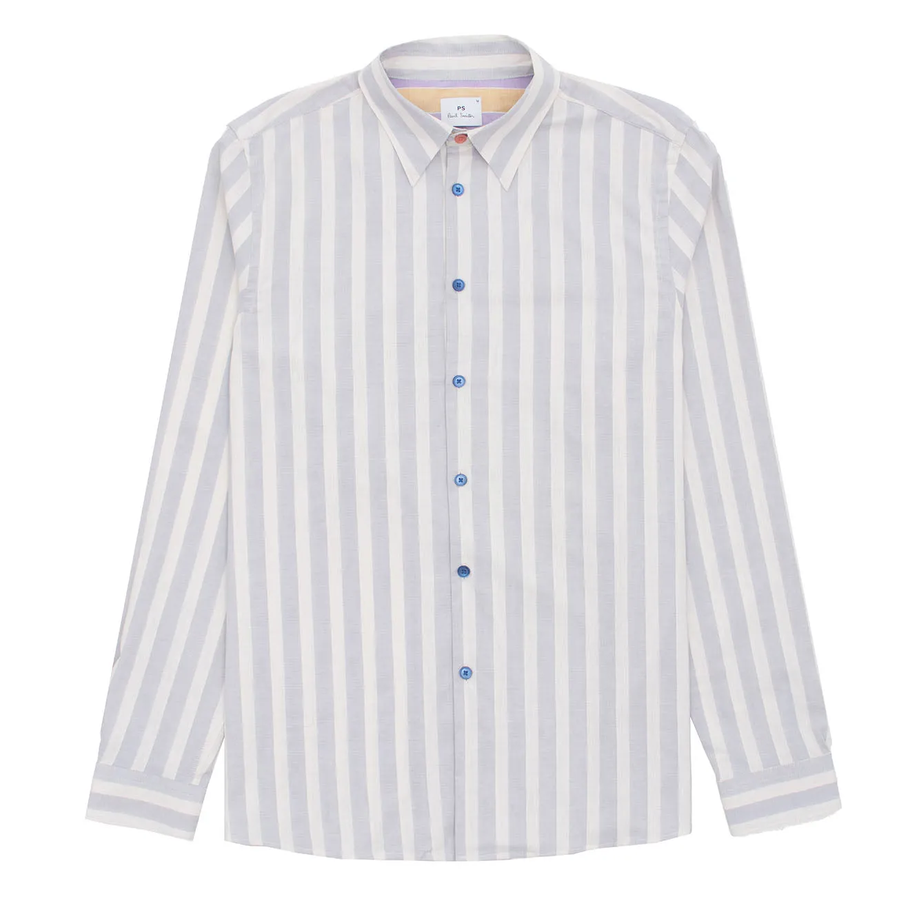 Paul Smith Chemise Manches Longues Regular Fit Rayures Bleu Clair et Blanc