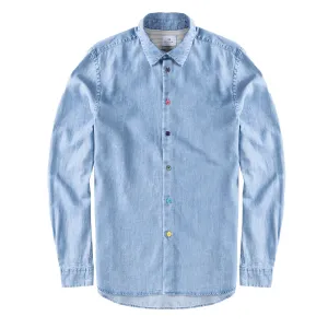Paul Smith Tailored-Fit Indigo Rinse Cotton Denim Shirt Light Base Clothing Paul Smith