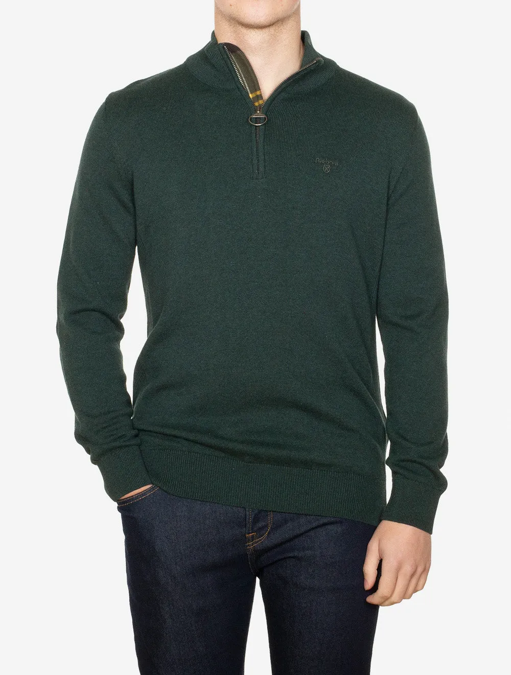Demi-zippé en coton Pima Algues
