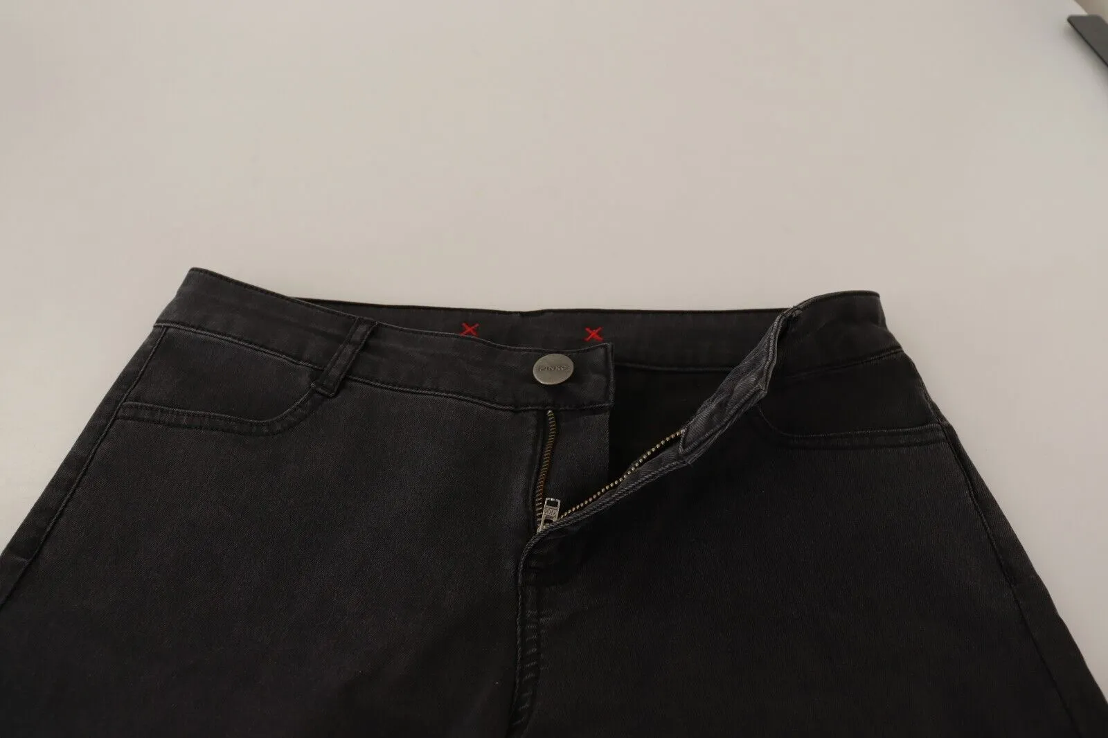 PINKO Jean skinny en coton extensible à mi-hauteur pour femme - Bleu