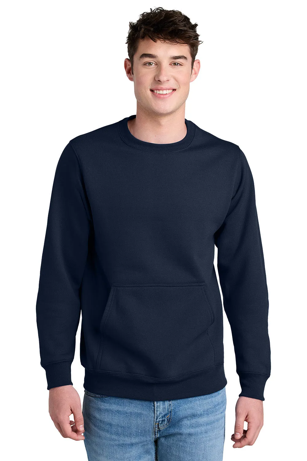 Port & Company Sweat à capuche pour hommes en polaire avec poche kangourou - Bleu marine