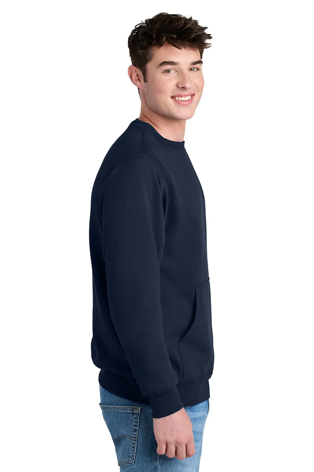 Port & Company Sweat à capuche pour hommes en polaire avec poche kangourou - Bleu marine
