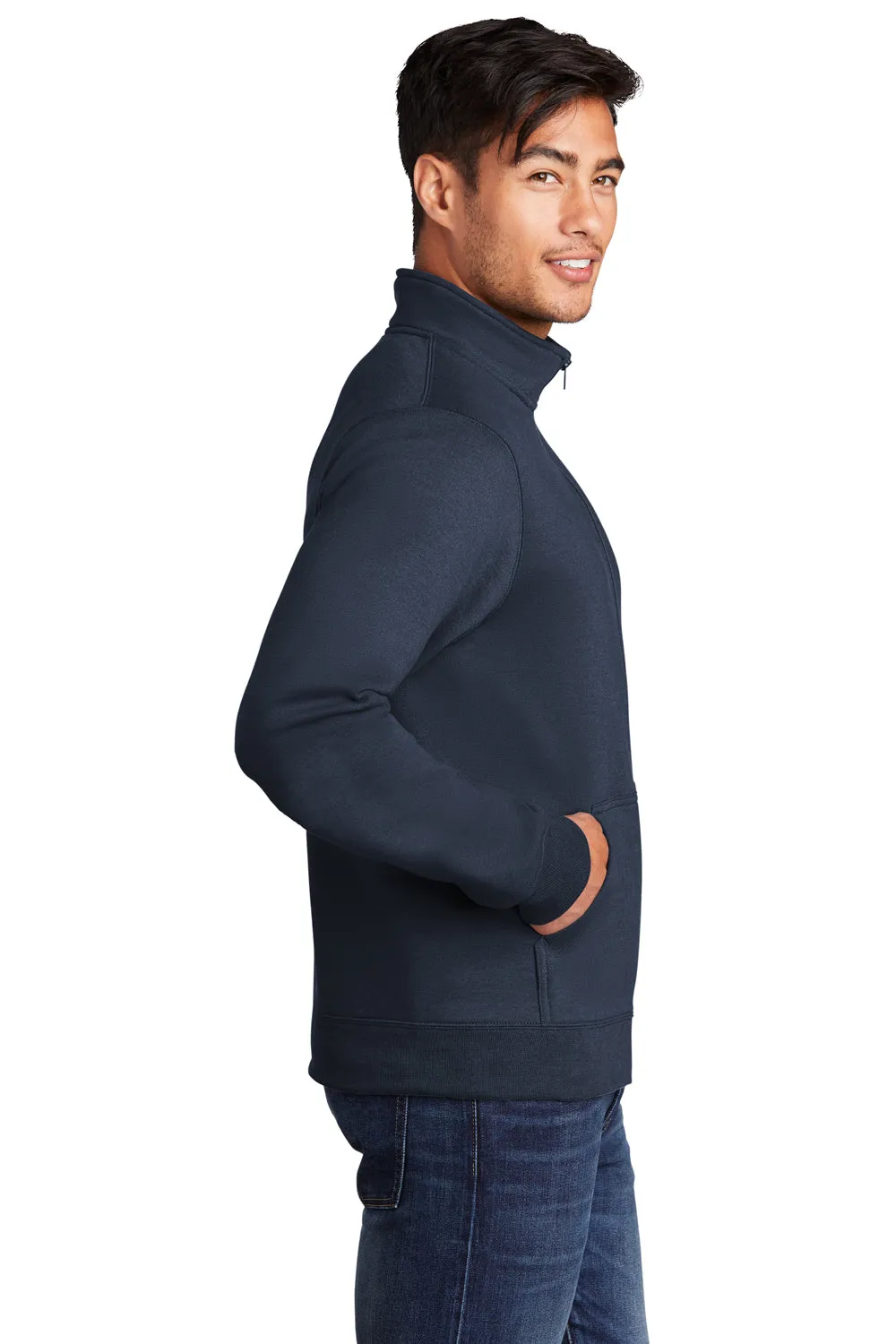 Port & Company Sweat à capuche homme en polaire avec fermeture éclair et poches - Bleu marine