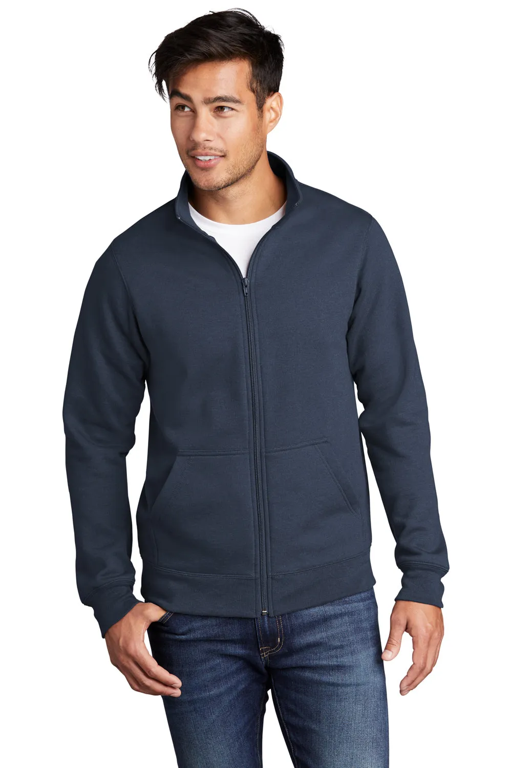 Port & Company Sweat à capuche homme en polaire avec fermeture éclair et poches - Bleu marine