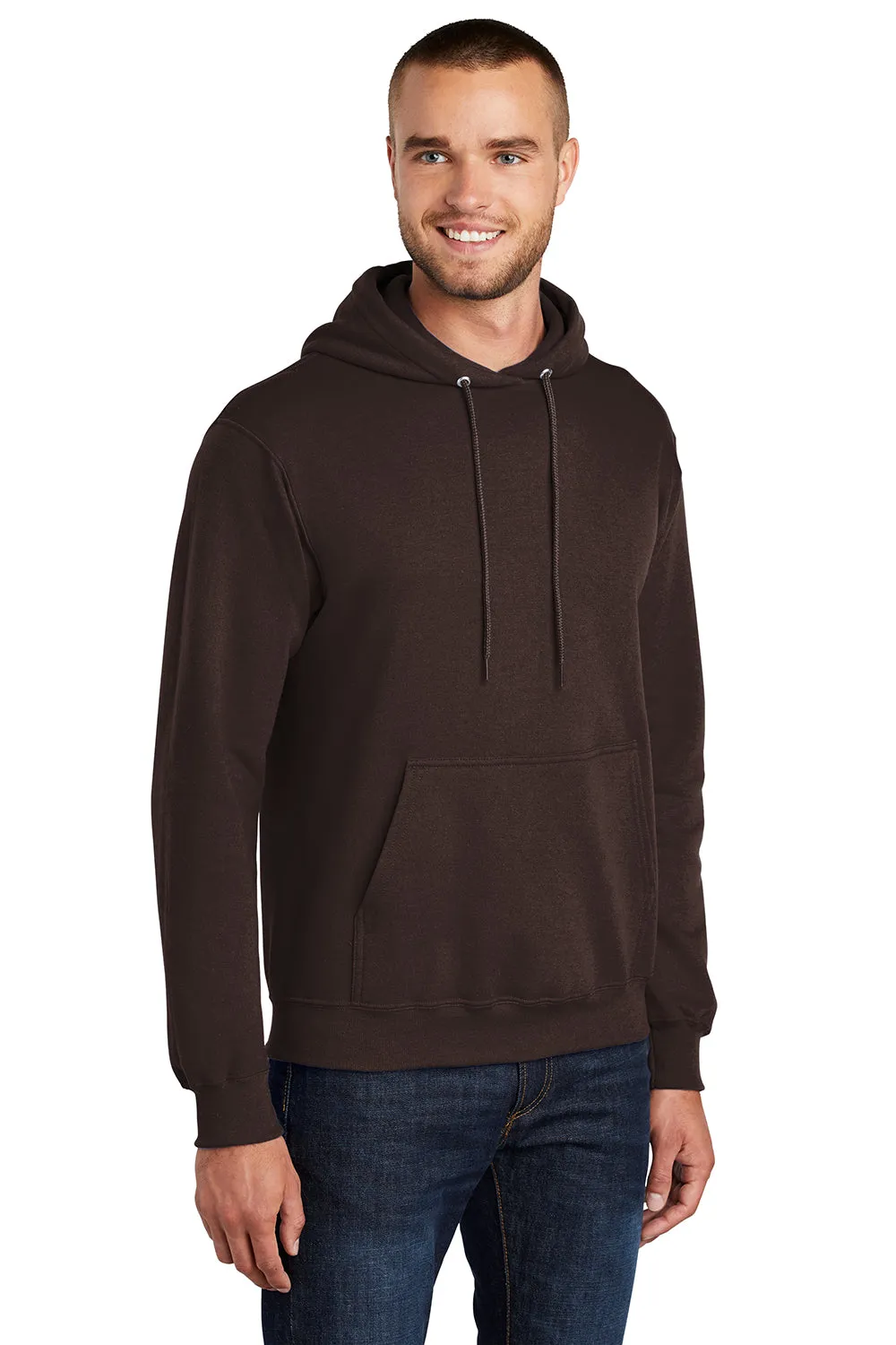 Port & Company Sweat à capuche pour homme en polaire résistante aux pilules avec poche kangourou - Brun chocolat foncé