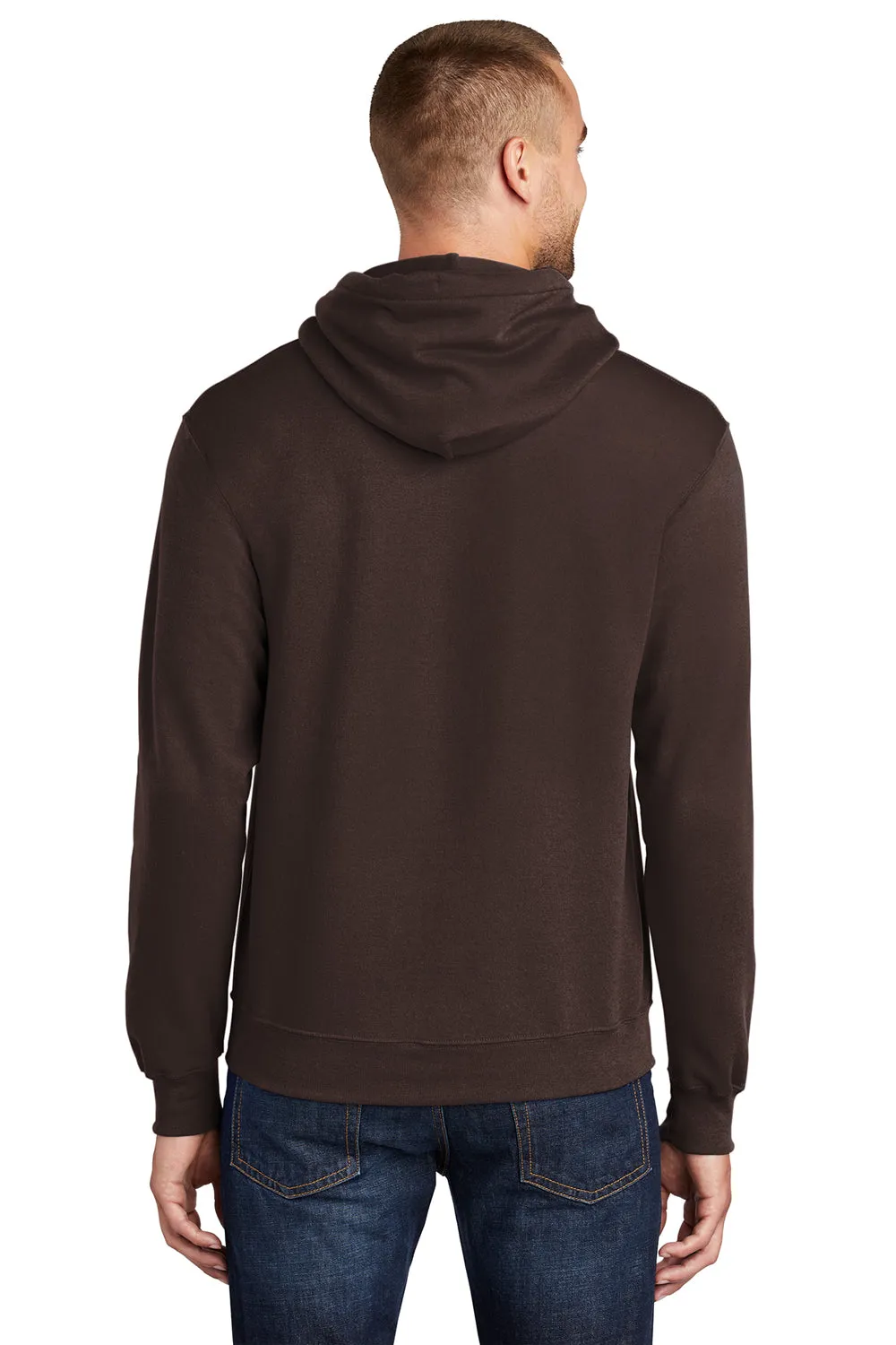 Port & Company Sweat à capuche pour homme en polaire résistante aux pilules avec poche kangourou - Brun chocolat foncé