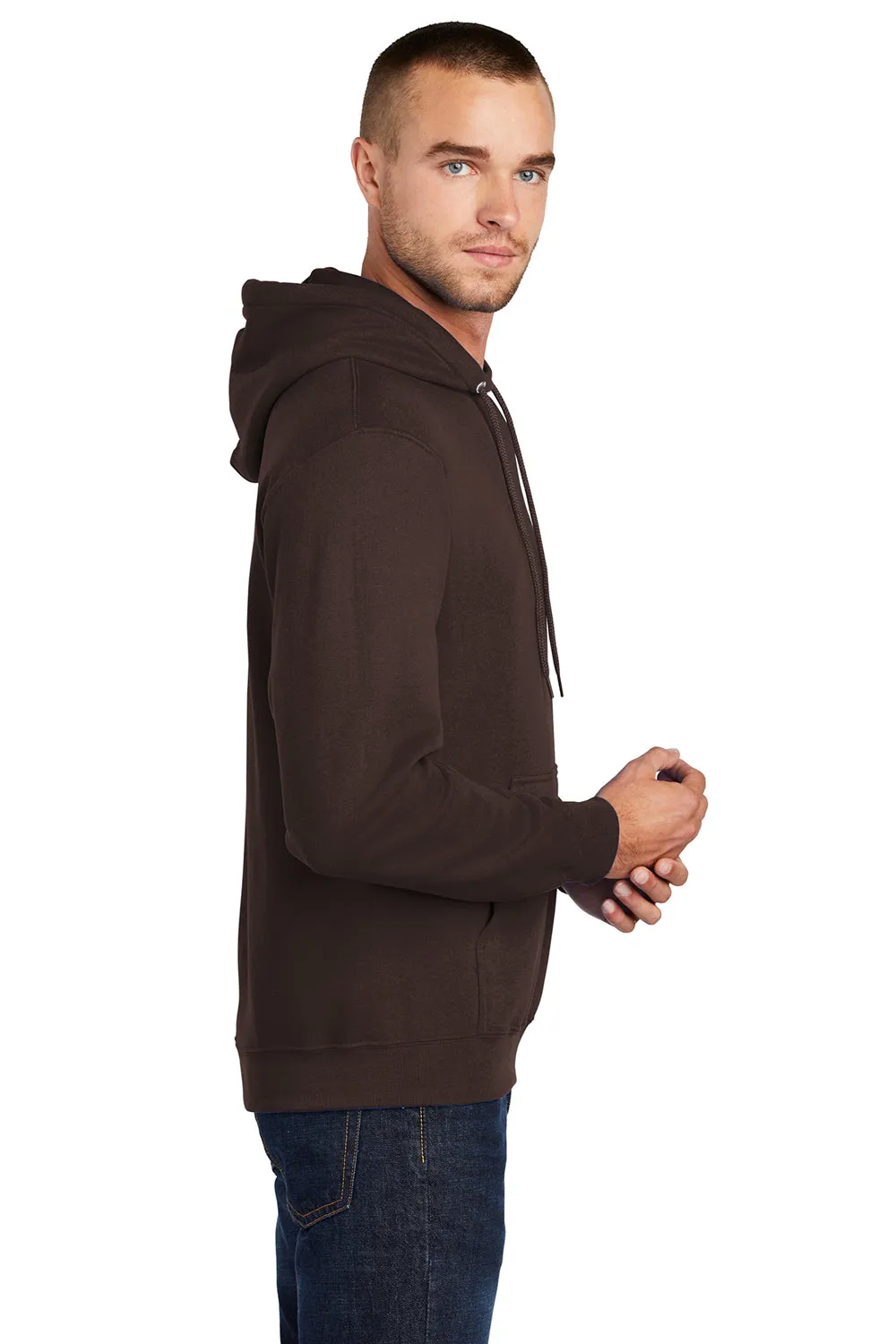 Port & Company Sweat à capuche pour homme en polaire résistante aux pilules avec poche kangourou - Brun chocolat foncé