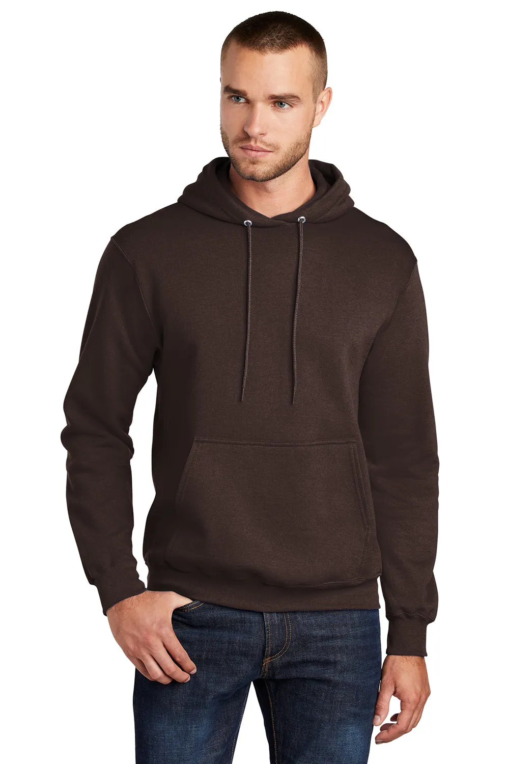 Port & Company Sweat à capuche pour homme en polaire résistante aux pilules avec poche kangourou - Brun chocolat foncé