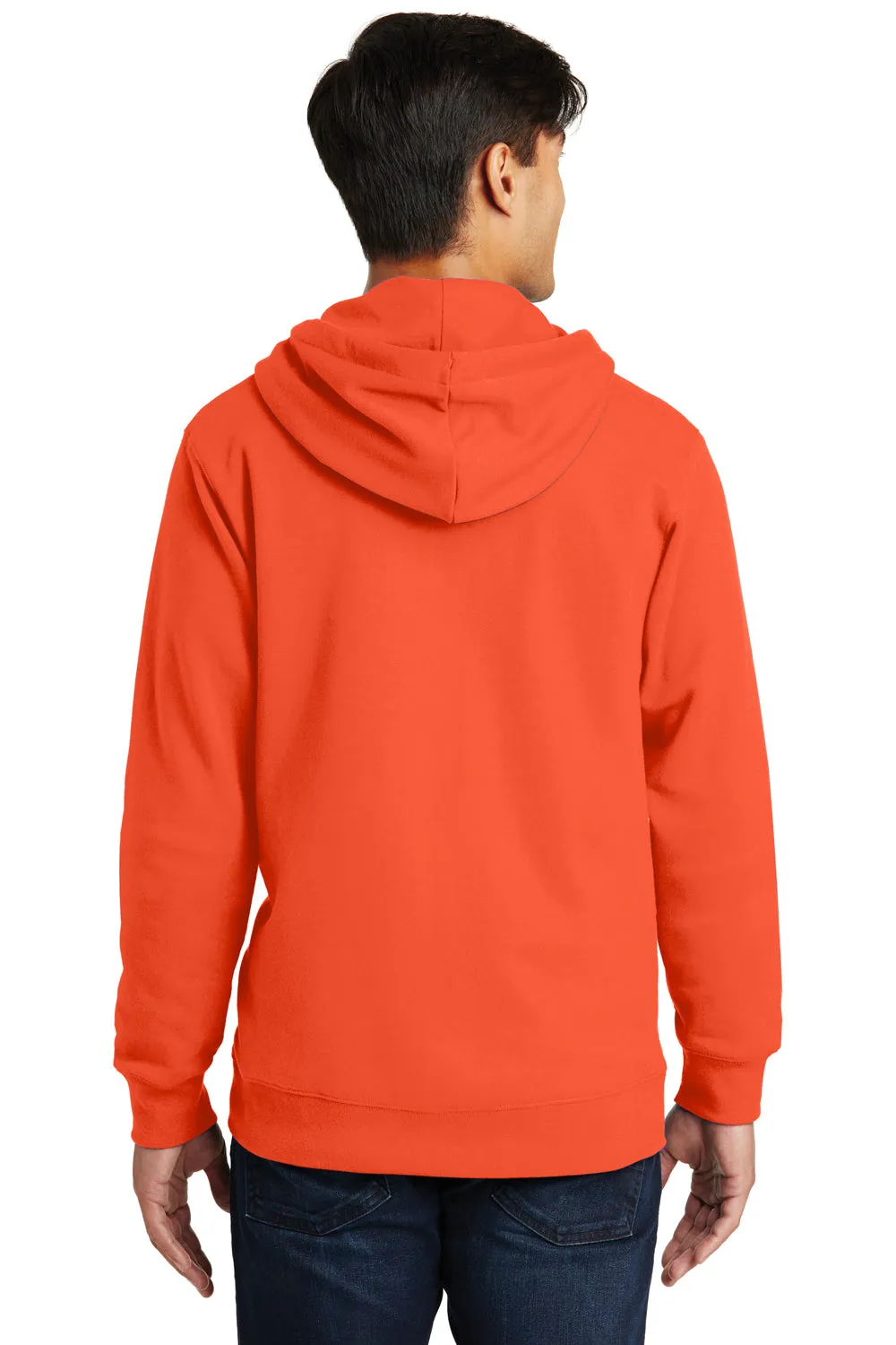Port & Company Sweat à capuche pour hommes en polaire préféré des fans avec fermeture éclair complète et poches - Orange - Liquidation