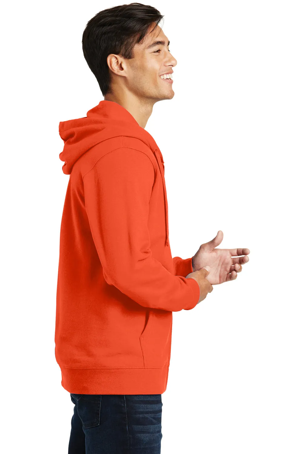 Port & Company Sweat à capuche pour hommes en polaire préféré des fans avec fermeture éclair complète et poches - Orange - Liquidation