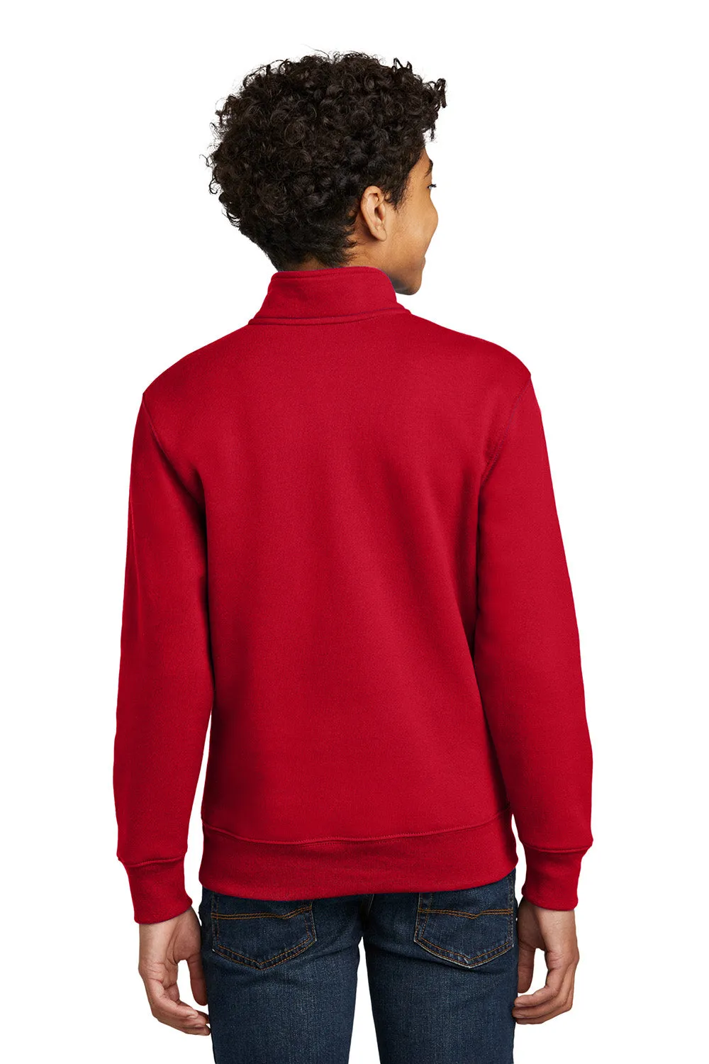 Port & Company Sweat à capuche 1/4 zip en polaire pour jeunes - Rouge