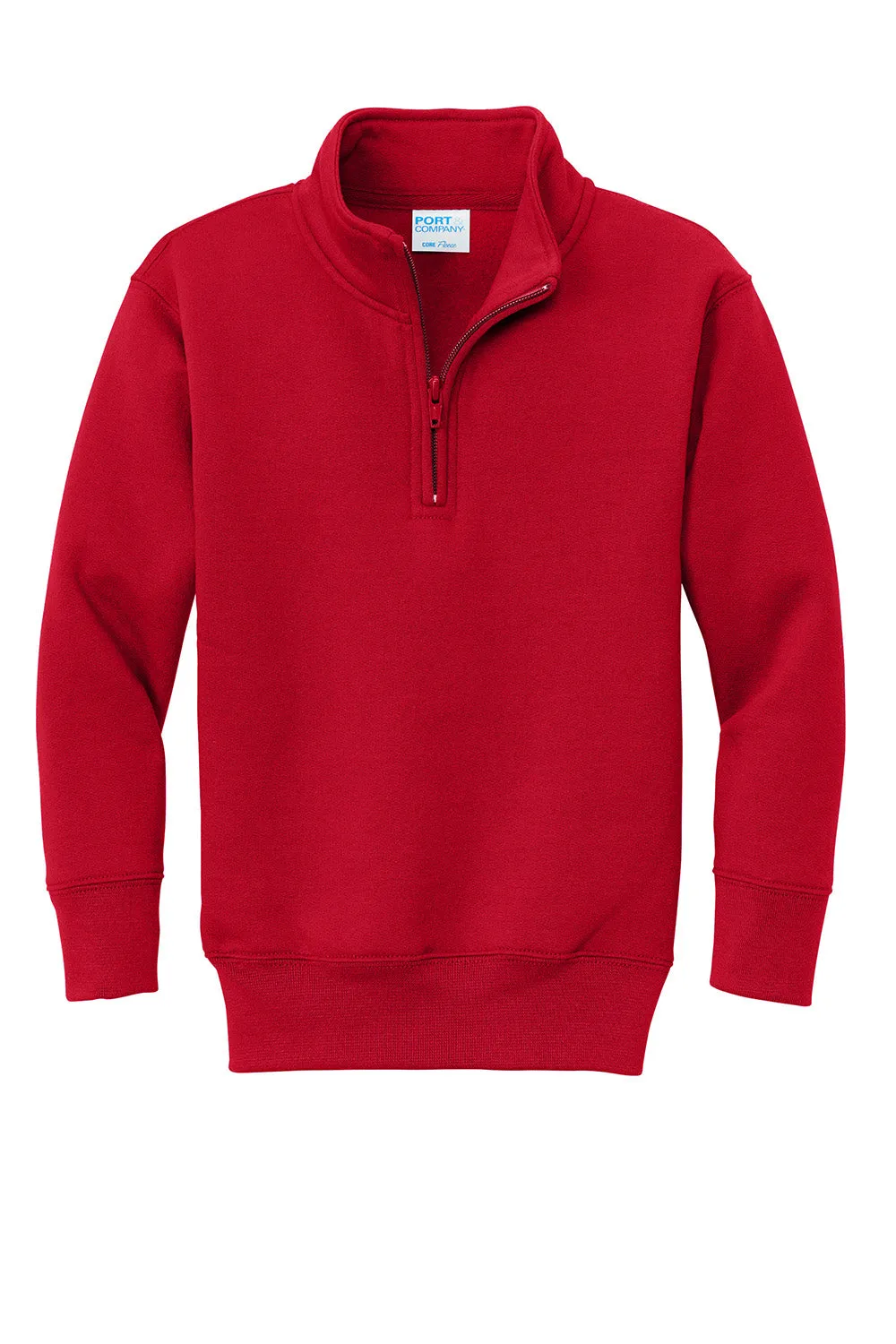 Port & Company Sweat à capuche 1/4 zip en polaire pour jeunes - Rouge