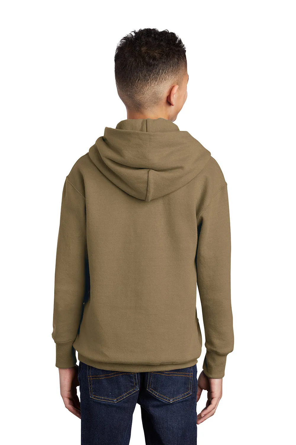 Port & Company Sweat à capuche polaire résistant aux pilules pour jeunes avec poche kangourou - Marron coyote
