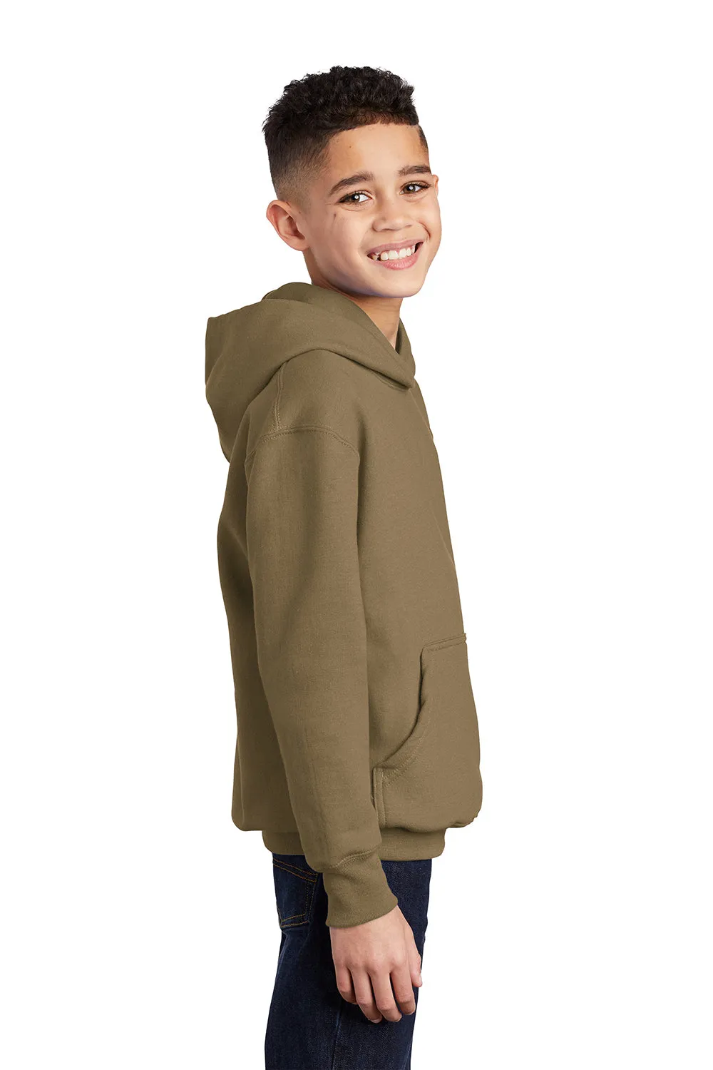 Port & Company Sweat à capuche polaire résistant aux pilules pour jeunes avec poche kangourou - Marron coyote
