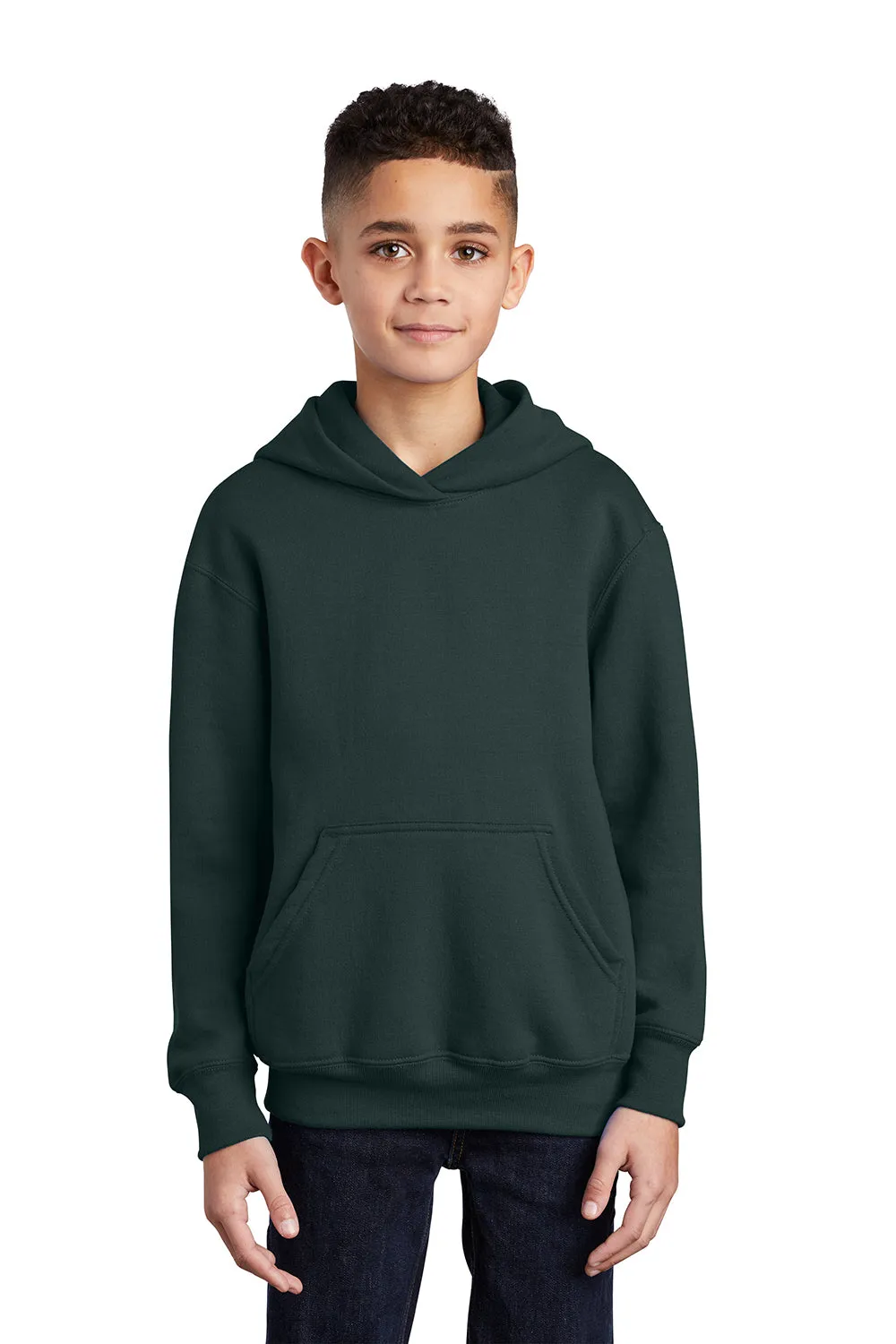 Port & Company Sweat à capuche pour jeunes en polaire résistante aux pilules avec poche kangourou - Vert foncé