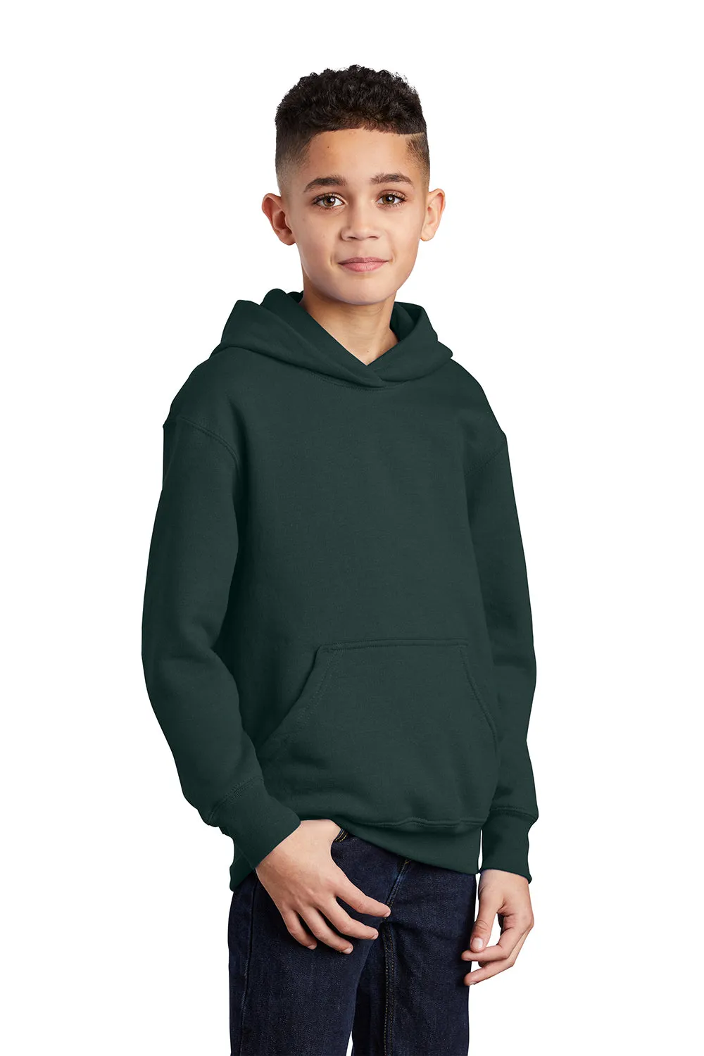 Port & Company Sweat à capuche pour jeunes en polaire résistante aux pilules avec poche kangourou - Vert foncé