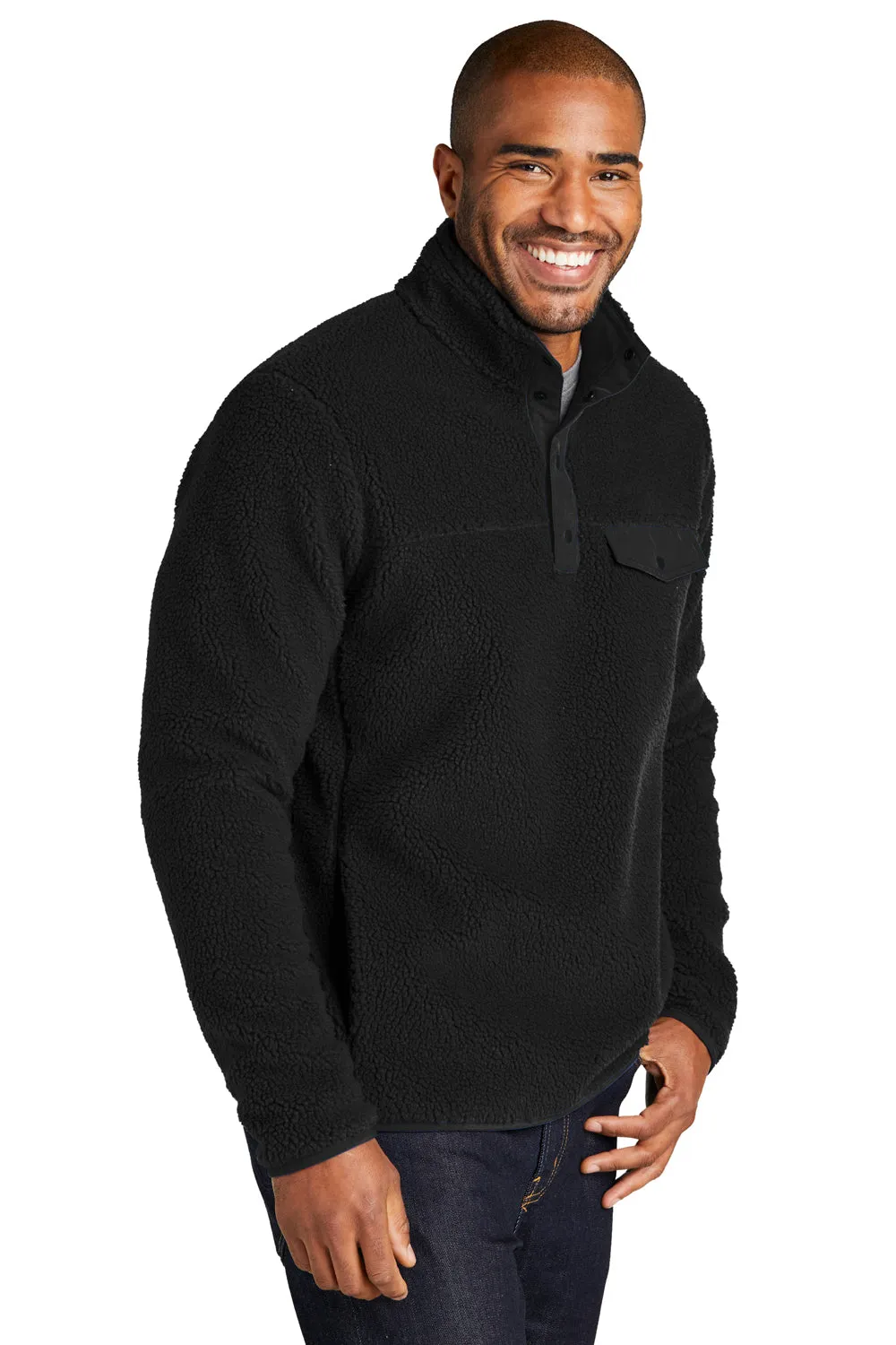 Pull à capuche 1/4 à pression pour hommes Port Authority avec poches - Noir profond