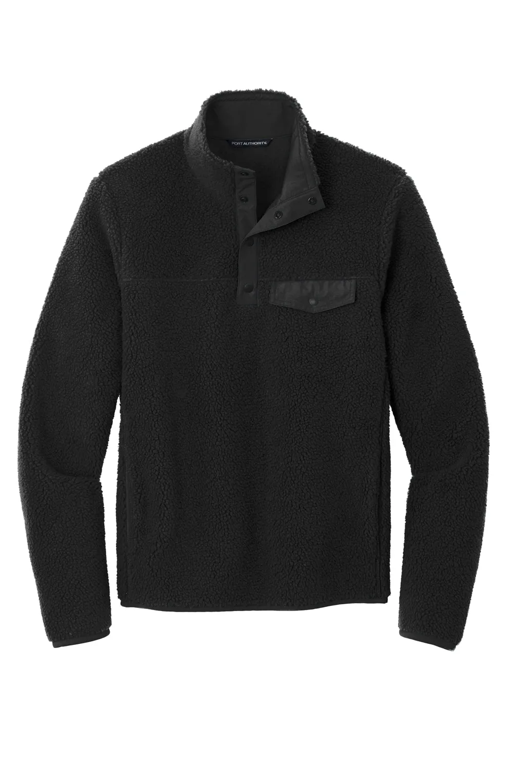 Pull à capuche 1/4 à pression pour hommes Port Authority avec poches - Noir profond