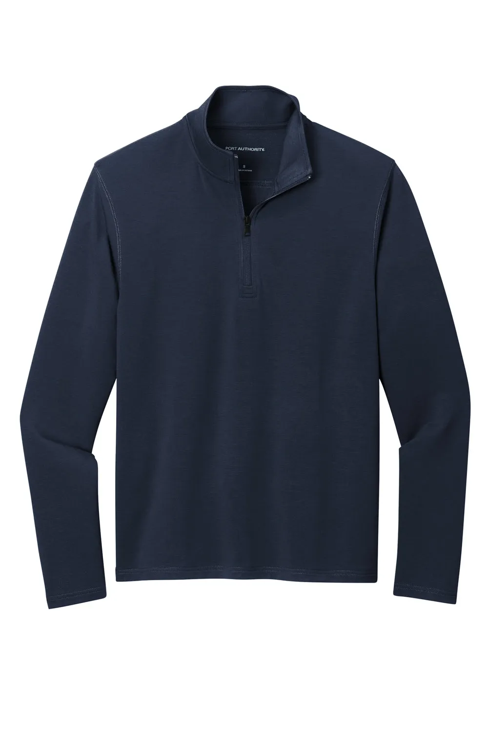 Pull à capuche 1/4 zip résistant aux accrocs pour hommes en microterry Port Authority - Bleu marine rivière