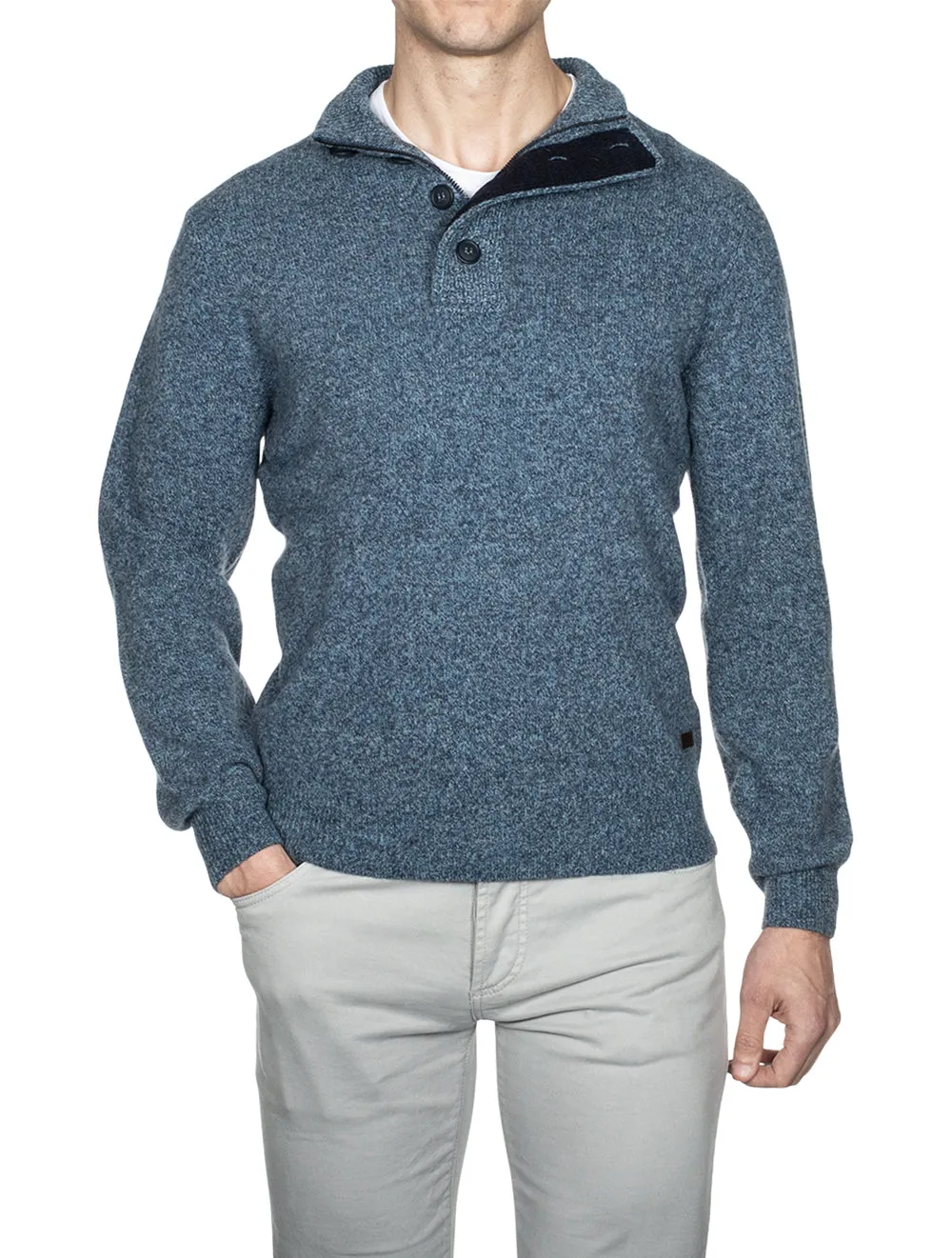 Pull-over à demi-fermeture éclair Patch Bleu Encre