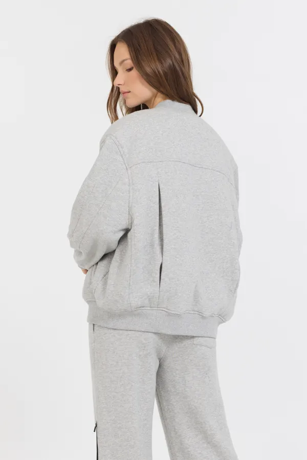 Bomber à zip contrasté noir et gris pur