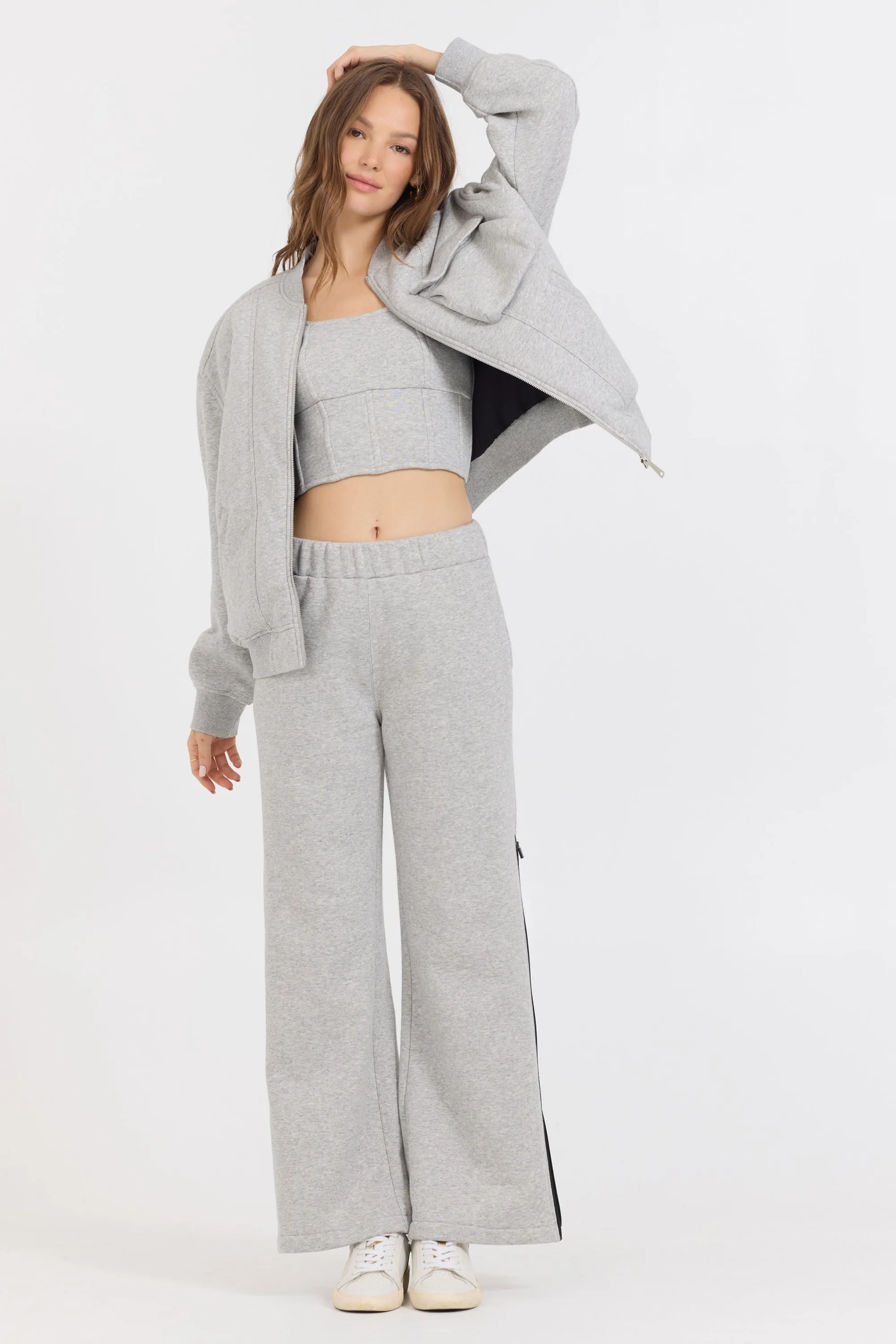 Bomber à zip contrasté noir et gris pur