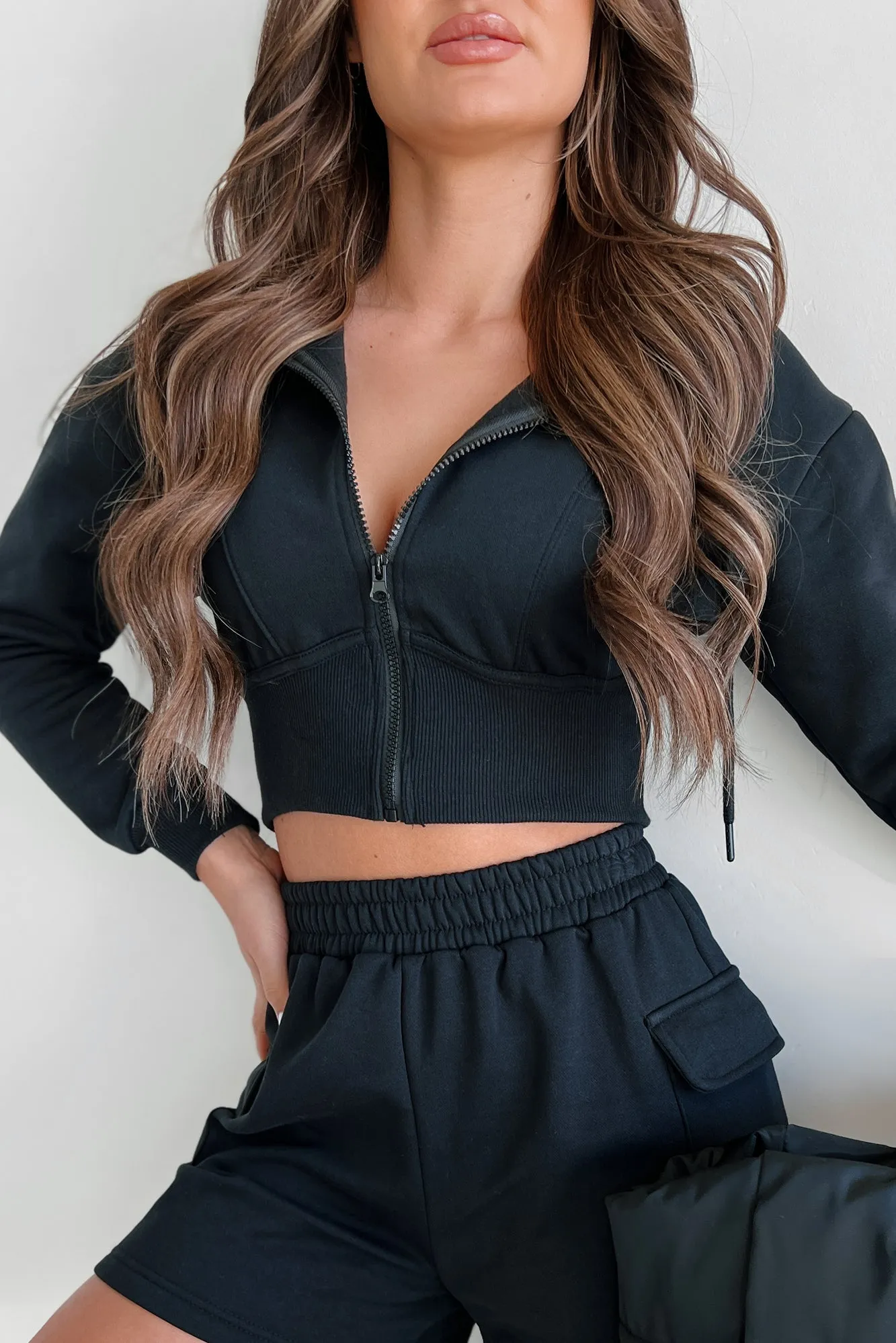Rawlin Crop Zipper Hoodie (Noir)