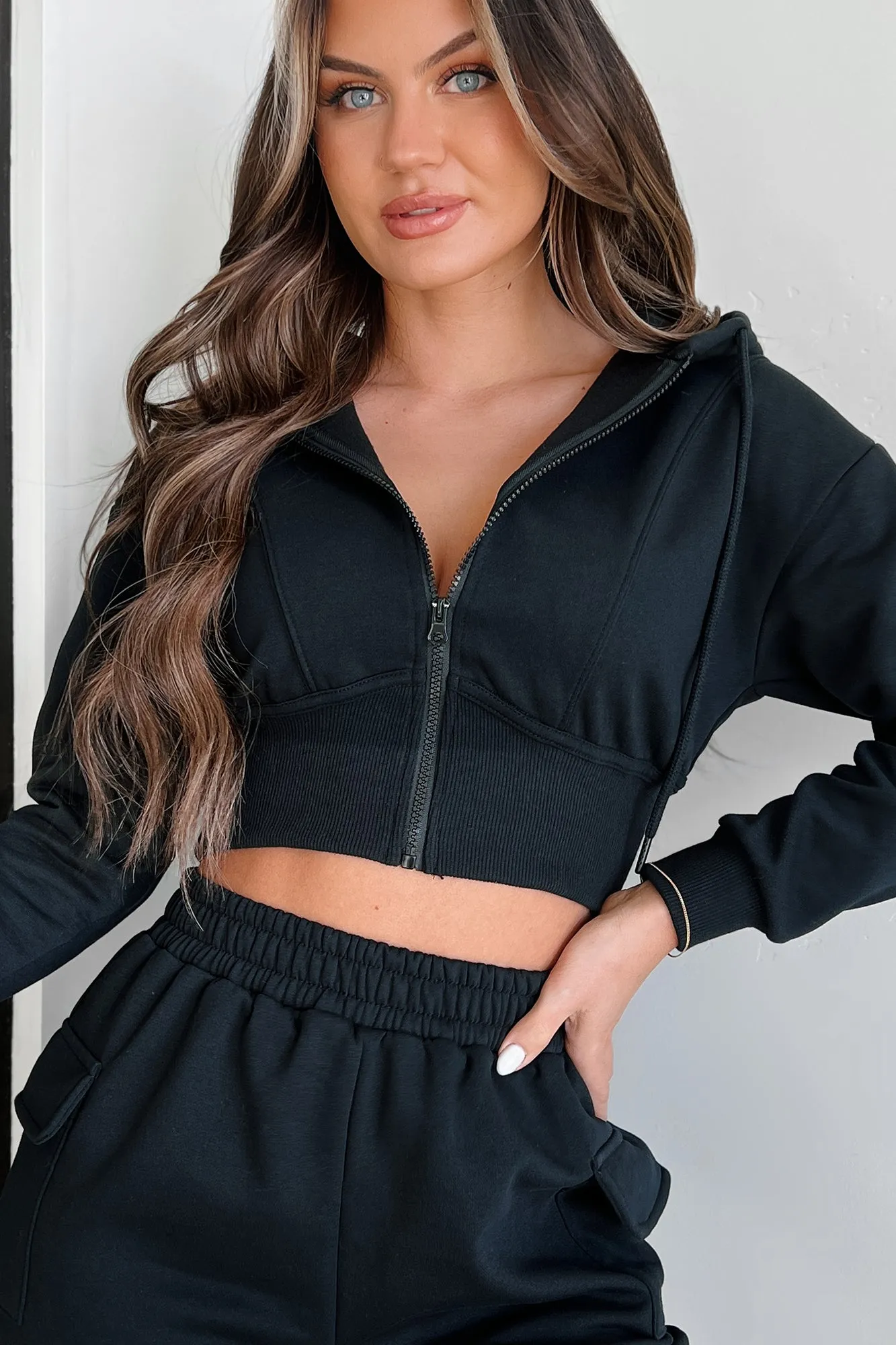 Rawlin Crop Zipper Hoodie (Noir)
