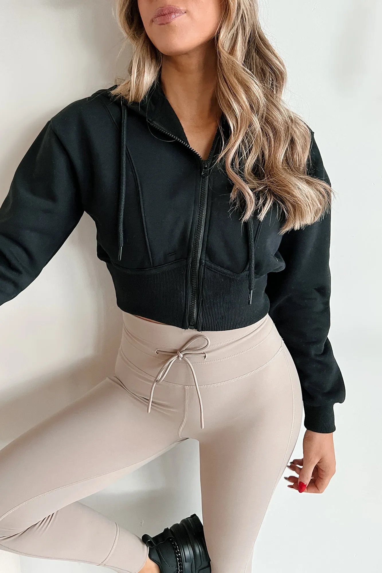 Rawlin Crop Zipper Hoodie (Noir)