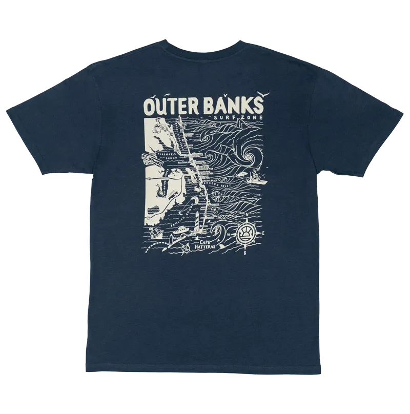 T-shirt Carte des Outer Banks authentique - Bleu Harbor