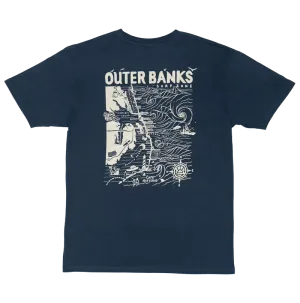 REAL Outer Banks Map Tee-Harbor Blue