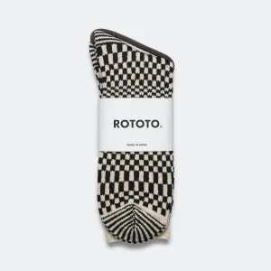 RoToTo Accessories Check Crew Sock - Black